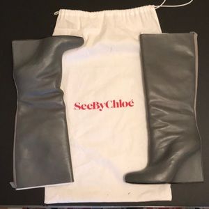 See By Chloe Gray Pointy Toe Wedge Full Boot